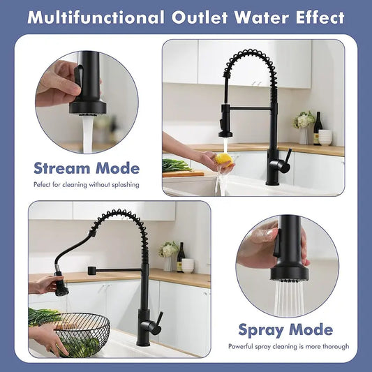 Black Touchless Motion Sensor Kitchen Faucet with pull-down