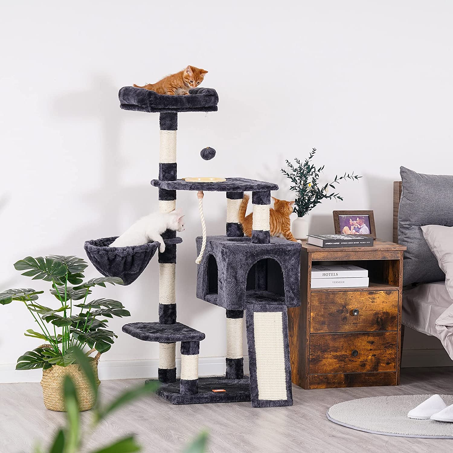 Cat Tower with Scratching Board, Multi-Level Cat Condo 