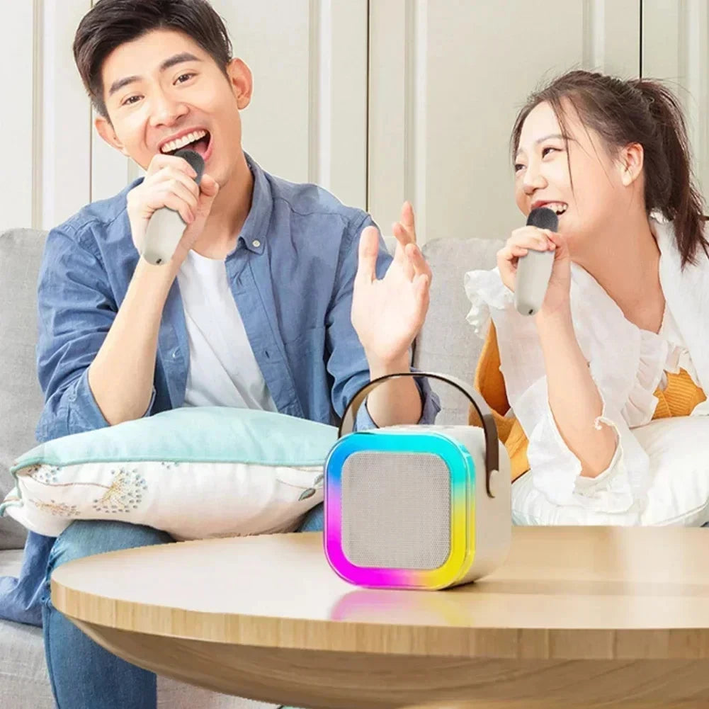 K12 Karaoke Machine Portable 5.3 PA Bluetooth Speaker System with 2 Wireless Microphones Home Family Singing Children'S Gifts