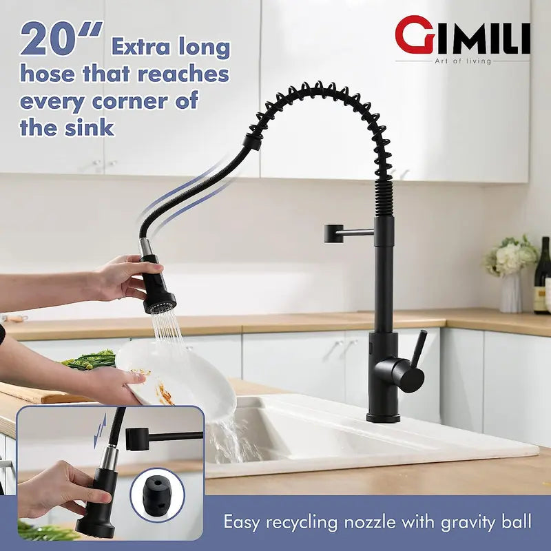 Black Touchless Motion Sensor Kitchen Faucet with pull-down