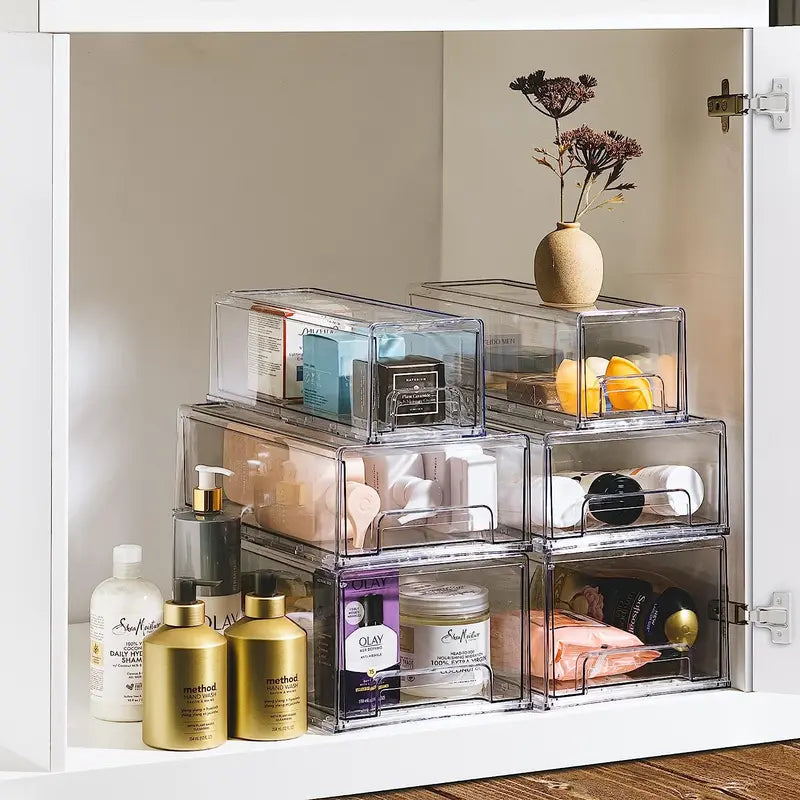 Clear Stackable Pull Out Refrigerator Organizer Bins