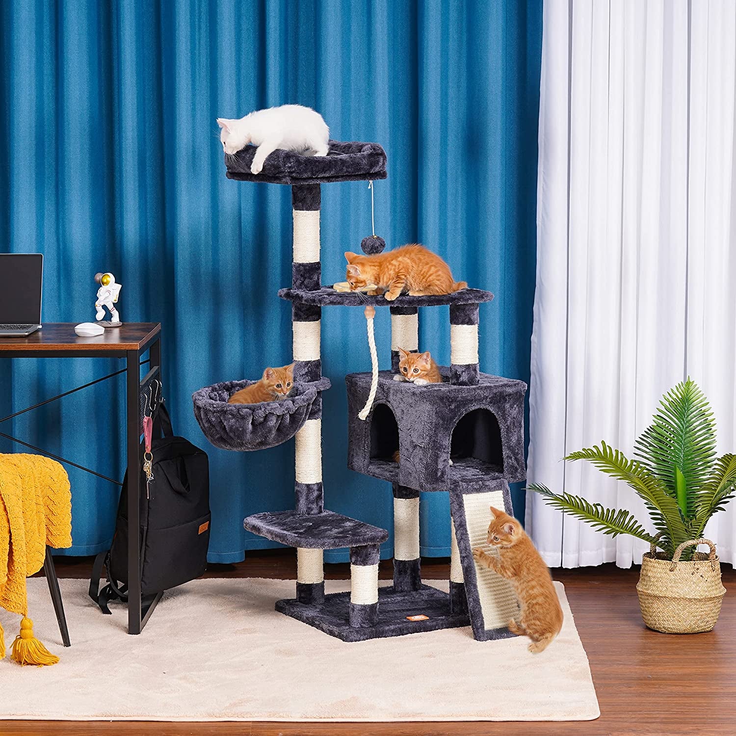 Cat Tower with Scratching Board, Multi-Level Cat Condo 