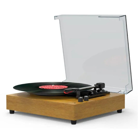 Wooden Record Player, Wireless with 2 Stereo Speakers, USB and headphone jack