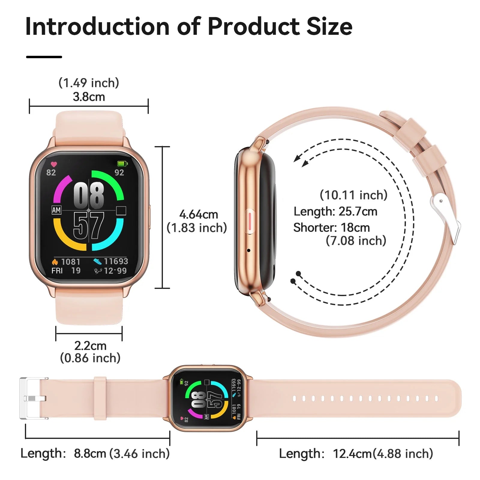 1.83-Inch Full Touch Women's Smartwatch, Android and IOS