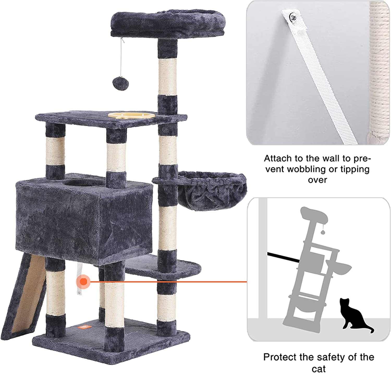 Cat Tower with Scratching Board, Multi-Level Cat Condo 