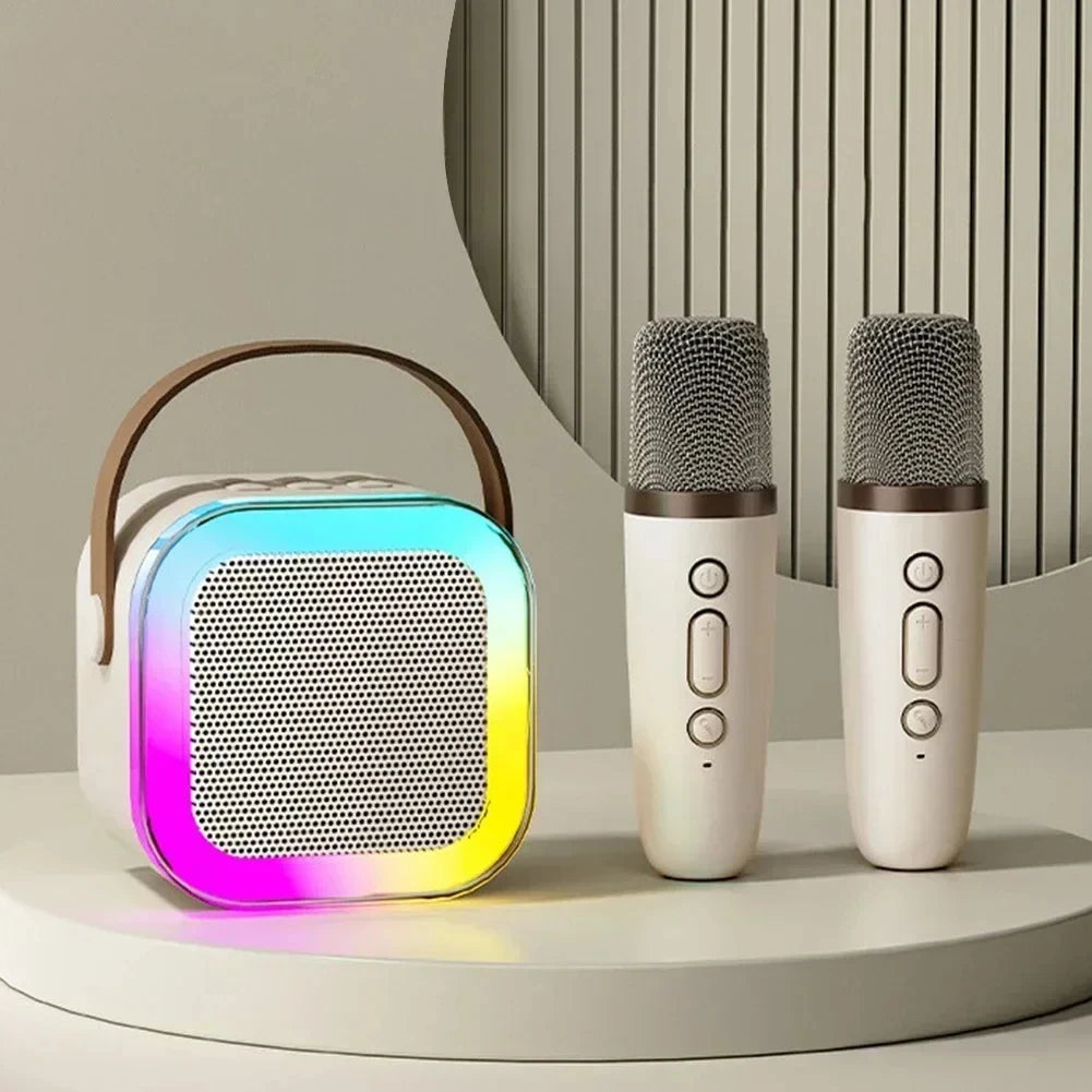 K12 Karaoke Machine Portable 5.3 PA Bluetooth Speaker System with 2 Wireless Microphones Home Family Singing Children'S Gifts